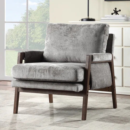 Brayven Accent Chair - 30" Wide Scandinavian Style Plush Fabric Cushion Solid Wood Frame