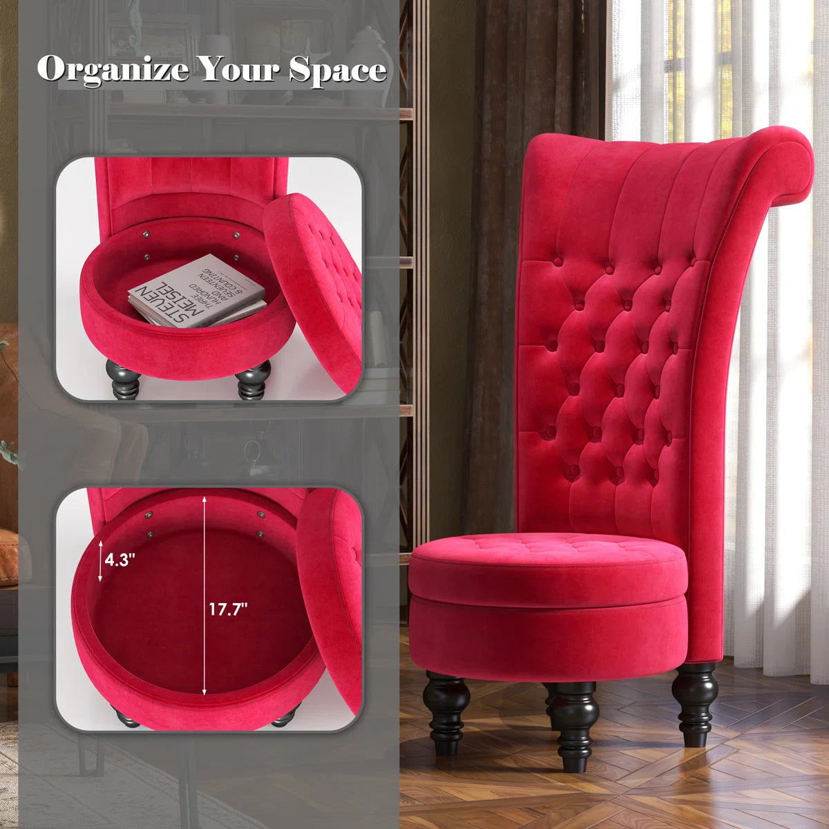 Cynai Slipcovered Velvet Wingback Chair