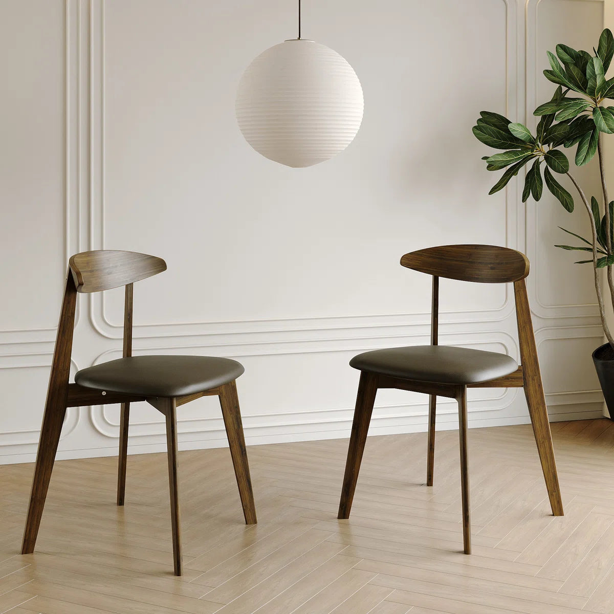 Seat with Ergonomic Back Support – Modern Scandinavian Dining Chair, Sturdy Hardwood Frame & Soft Fabric Upholstery for Kitchen, Cafe, or Office (Set of 2)