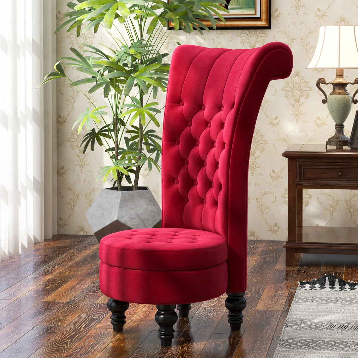 Cynai Slipcovered Velvet Wingback Chair