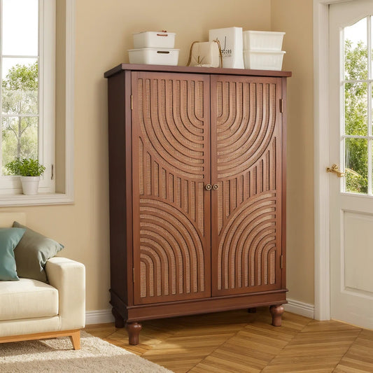 2-door Wood Carved Accent Cabinet