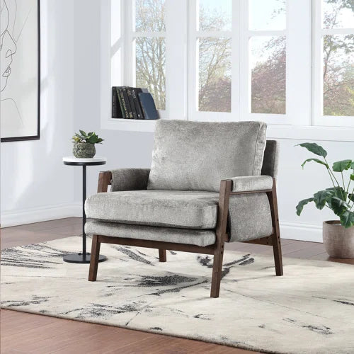 Brayven Accent Chair - 30" Wide Scandinavian Style Plush Fabric Cushion Solid Wood Frame