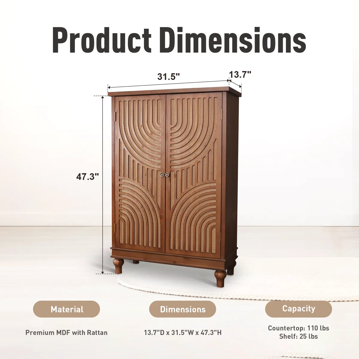 2-door Wood Carved Accent Cabinet