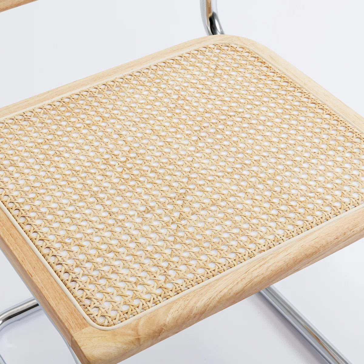 Crumley 18.1" H Mid-Century Modern Rattan Dining Chairs with Rattan Cane Backrest (Set of 2)