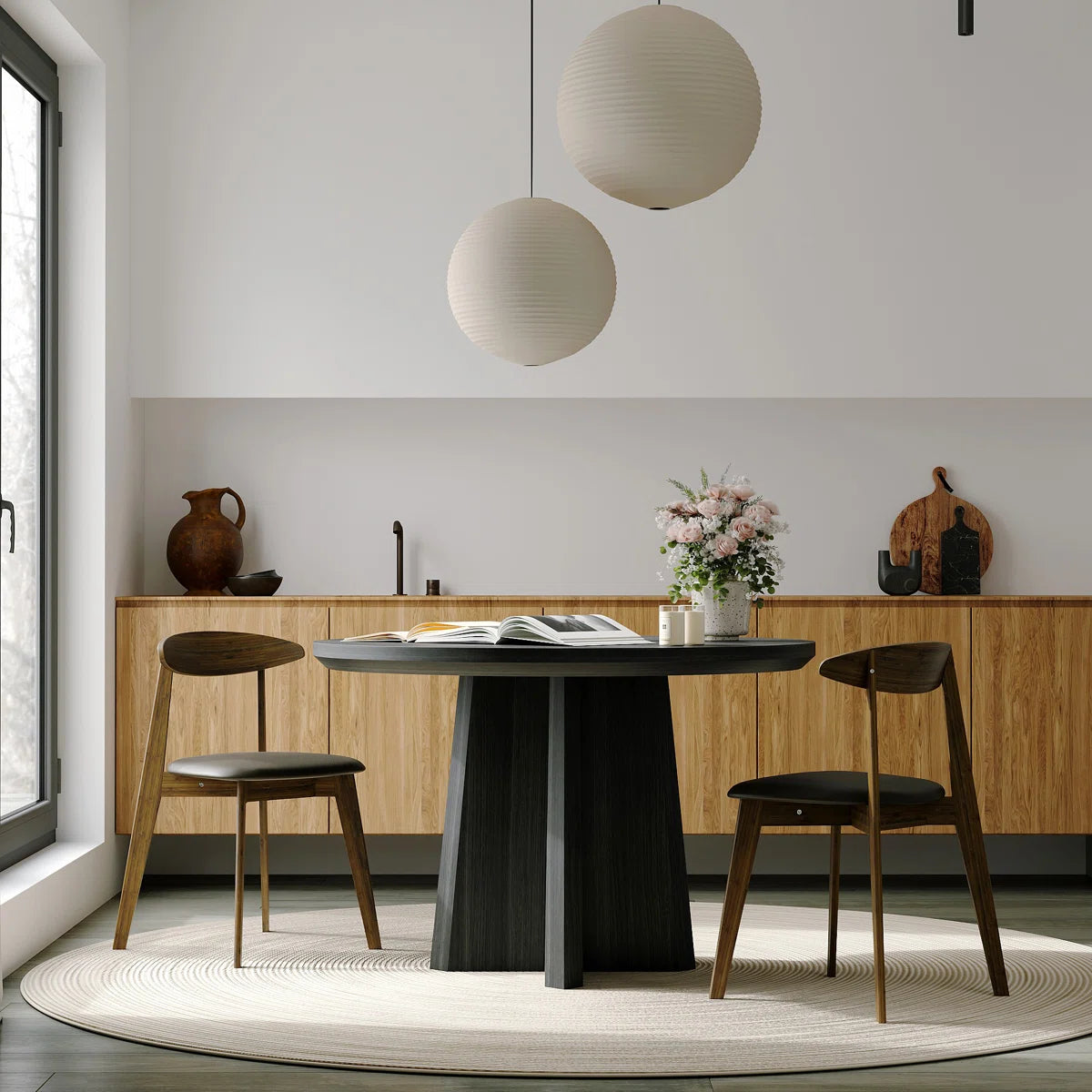 Seat with Ergonomic Back Support – Modern Scandinavian Dining Chair, Sturdy Hardwood Frame & Soft Fabric Upholstery for Kitchen, Cafe, or Office (Set of 2)