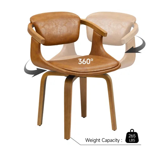 Wathen Faux Leather Upholstered Bentwood Swivel Accent Armchair