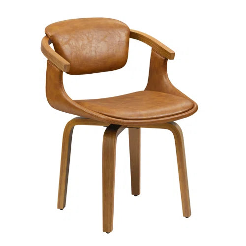 Wathen Faux Leather Upholstered Bentwood Swivel Accent Armchair