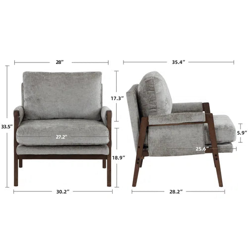 Brayven Accent Chair - 30" Wide Scandinavian Style Plush Fabric Cushion Solid Wood Frame