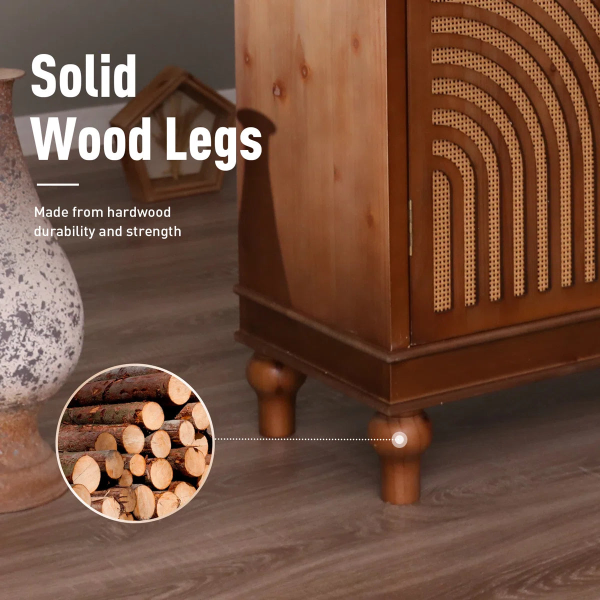 2-door Wood Carved Accent Cabinet