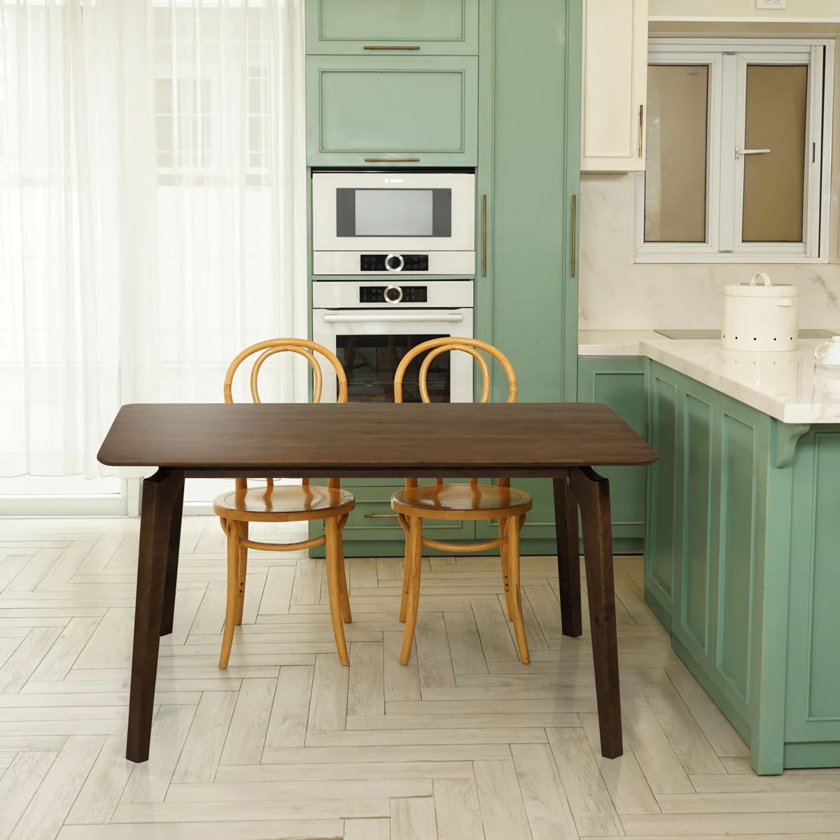 48" Modern Farmhouse Rectangular Solid Wood Dining Table for 4