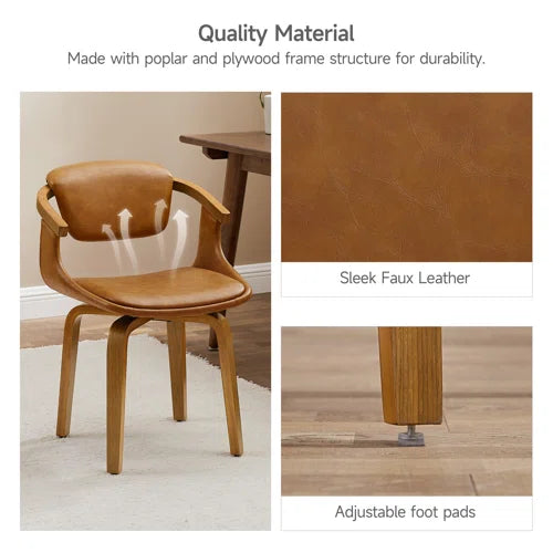 Wathen Faux Leather Upholstered Bentwood Swivel Accent Armchair