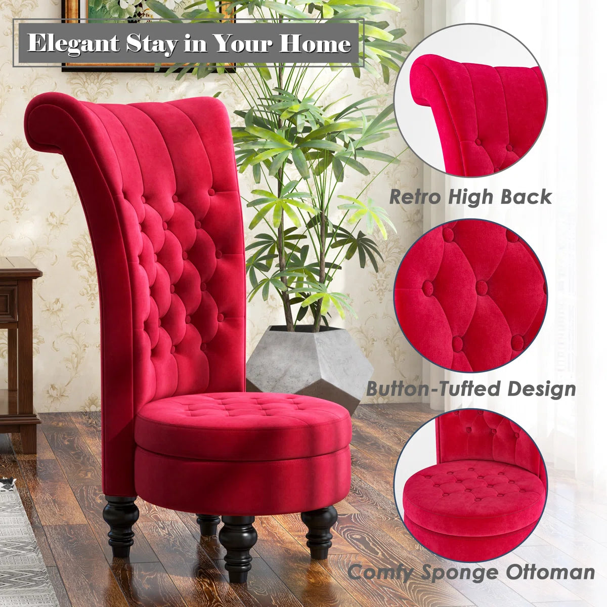 Cynai Slipcovered Velvet Wingback Chair